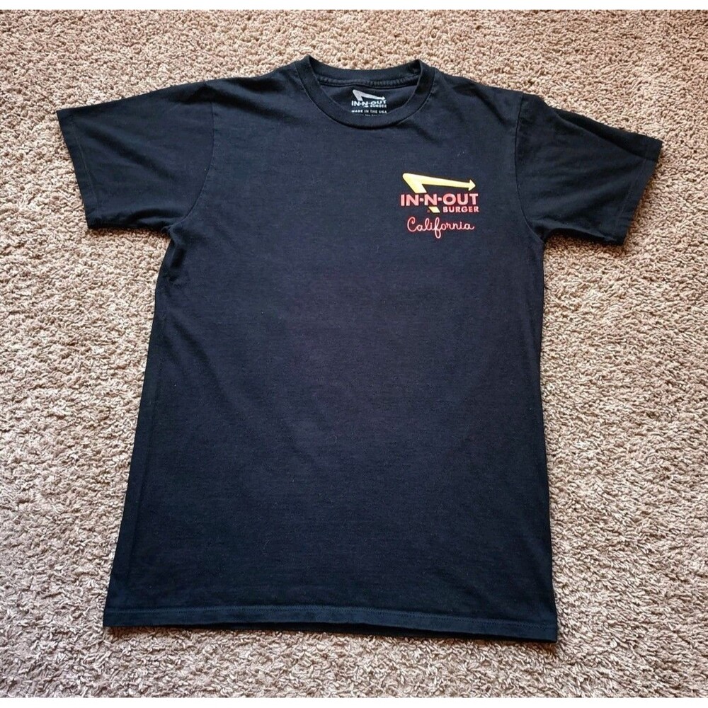 In n Out Burger T-Shirt Men's Size Small Graphic Print Black Shirt